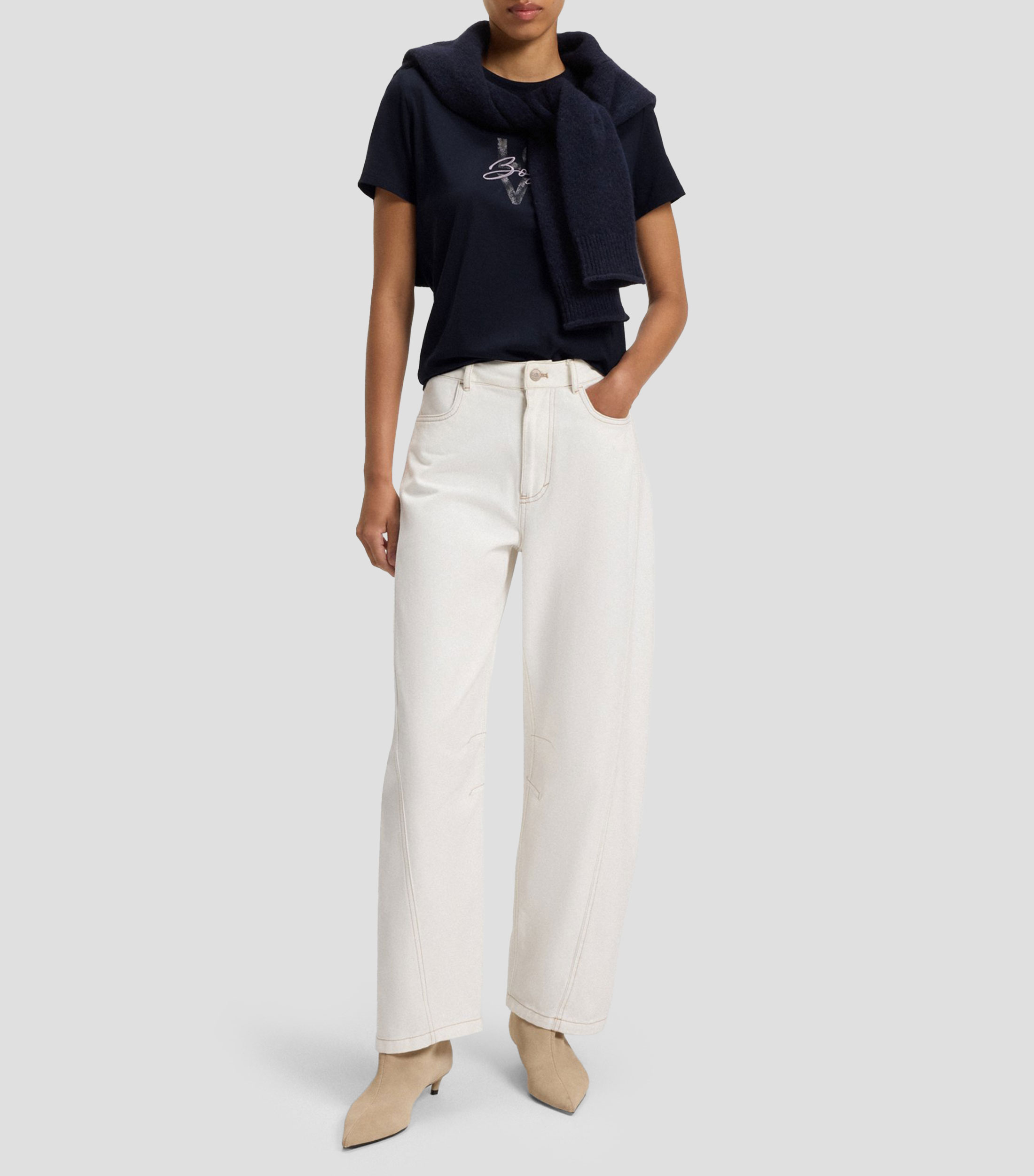 Playera cuello redondo de manga corta estampada Mujer